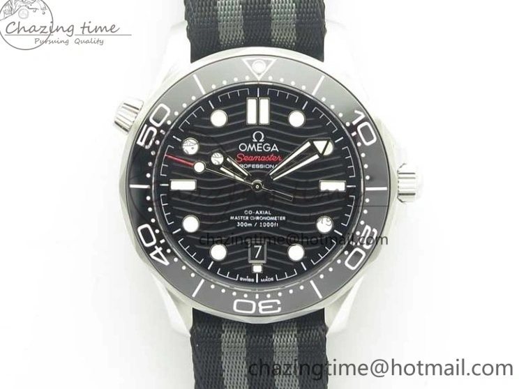 0113 2018 Seamaster Diver 300M VSF Best Edition Black Ceramic Dial on Black Gray Nato Strap A Unique 8057
